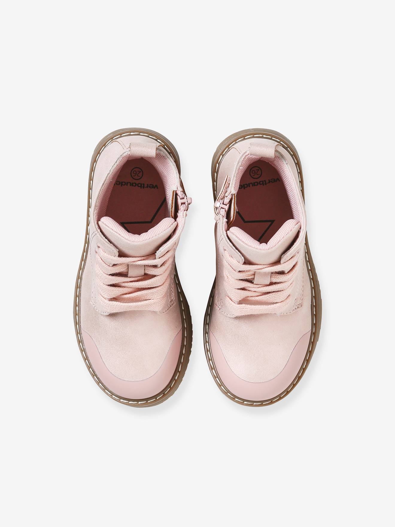 Boots lacées et zippées fille collection maternelle rose