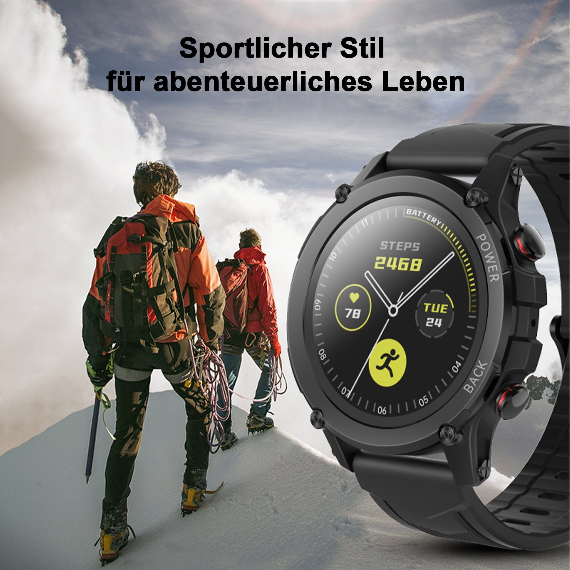 Tisoutec Smartwatch Damen Herren Smartwatch Smartwatch (Fitnessuhr mit Telefonfunktion/WhatsApp Notiz,Smartwatch Fitness Tracker Uhr IP68 Wasserdicht,1.32