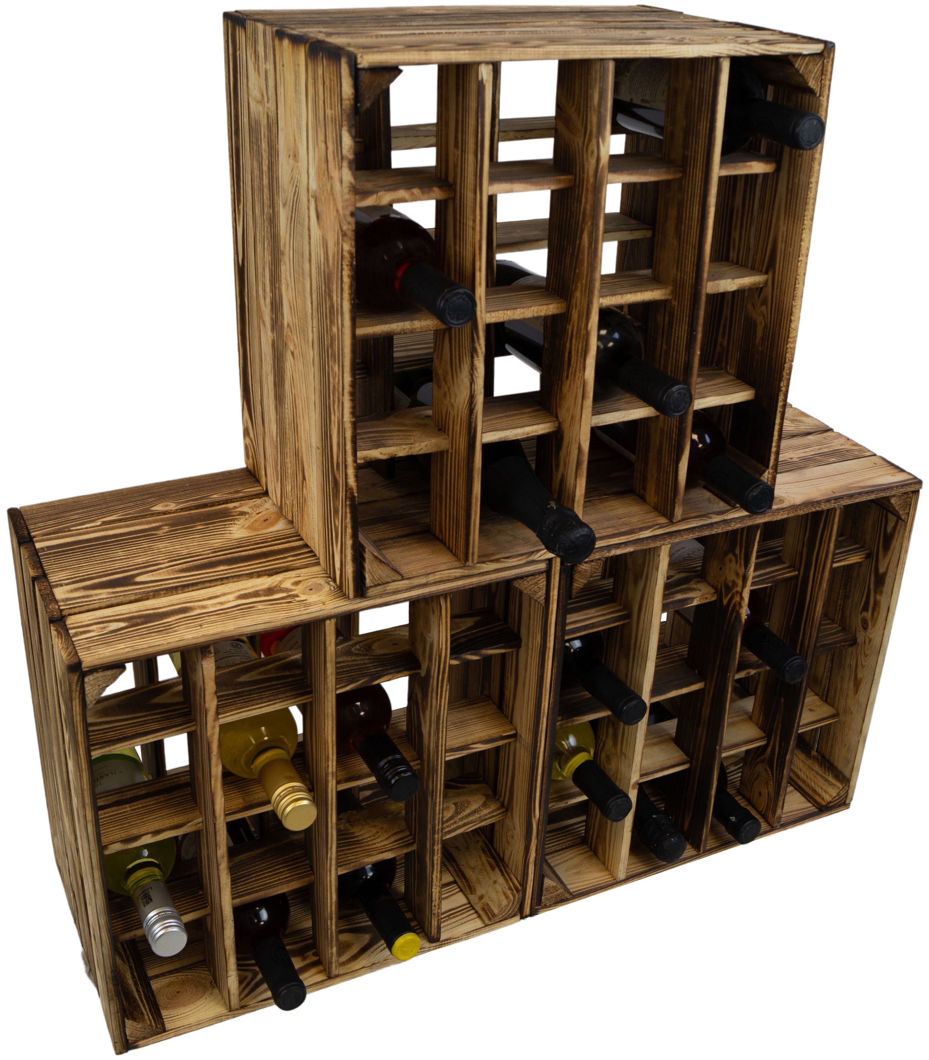 Kistenkolli Altes Land Allzweckkiste Geflammtes Weinregal 16er 40cmx40x27cm Obstkiste Weinkiste Weinhalter