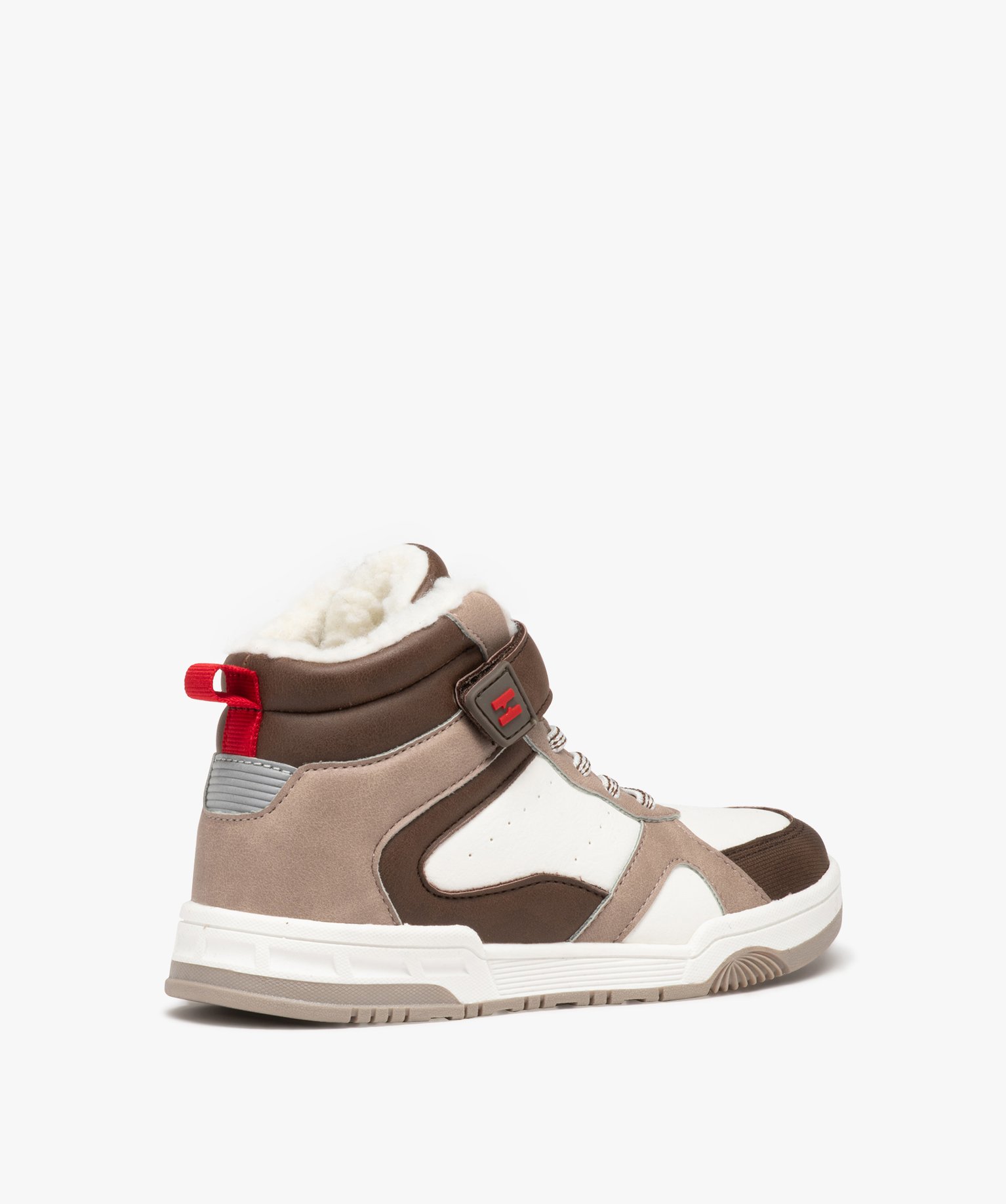 Boots Garçon fourrées dessus bicolores et à scratch - Hobiz taupe | GEMO