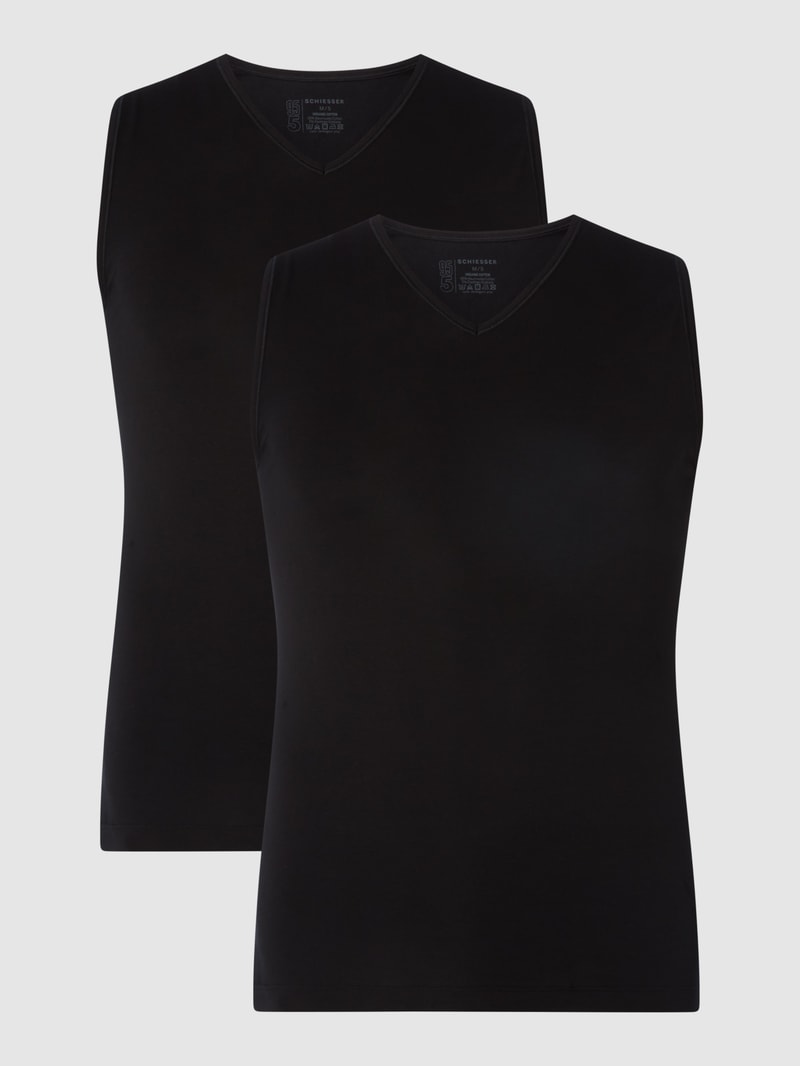 Tanktop mit Stretch-Anteil im 2er-Pack in schwarz