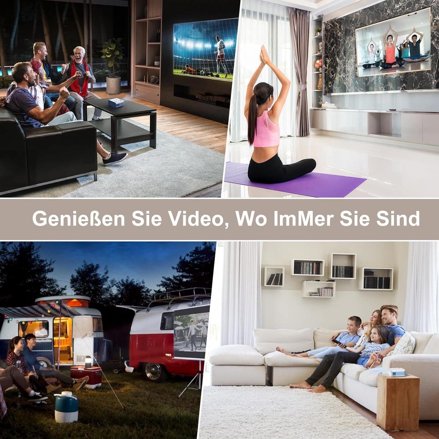 VISULAPEX Portabler Projektor (9000 lm, 8000:1, 1920 x 1080 px, Beamer Tragbarer Full HD 1080P Unterstützt, VISULAPEX V3 5G WiFi)