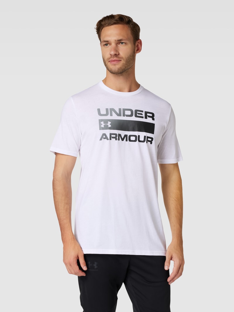 T-Shirt mit Label-Print in weiß