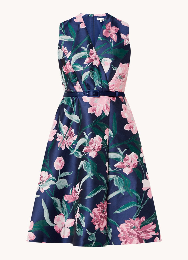 Vestido midi Phase Eight Salina con estampado floral y cinturón.