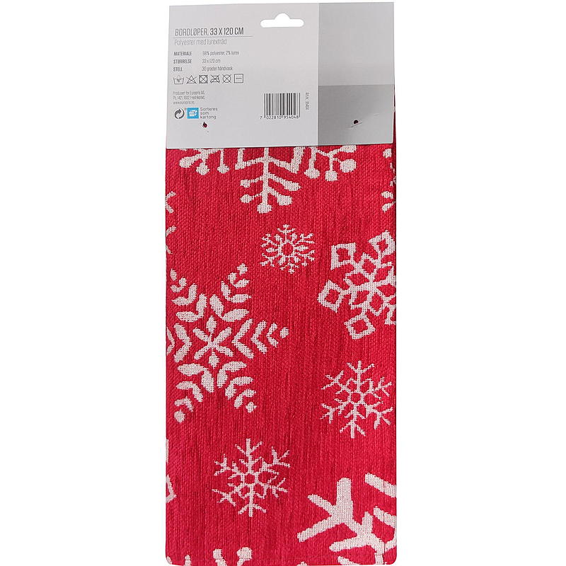 Home Løper 33x120 cm rød Snowflake