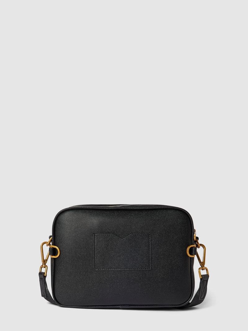 Umhängetasche mit Label-Applikation in metallic Modell 'KING' in schwarz