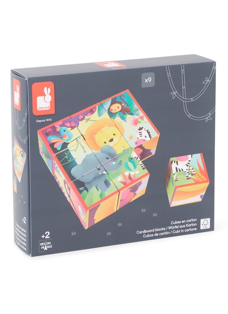 Puzzle cu animale din junglă Janod Kubkid