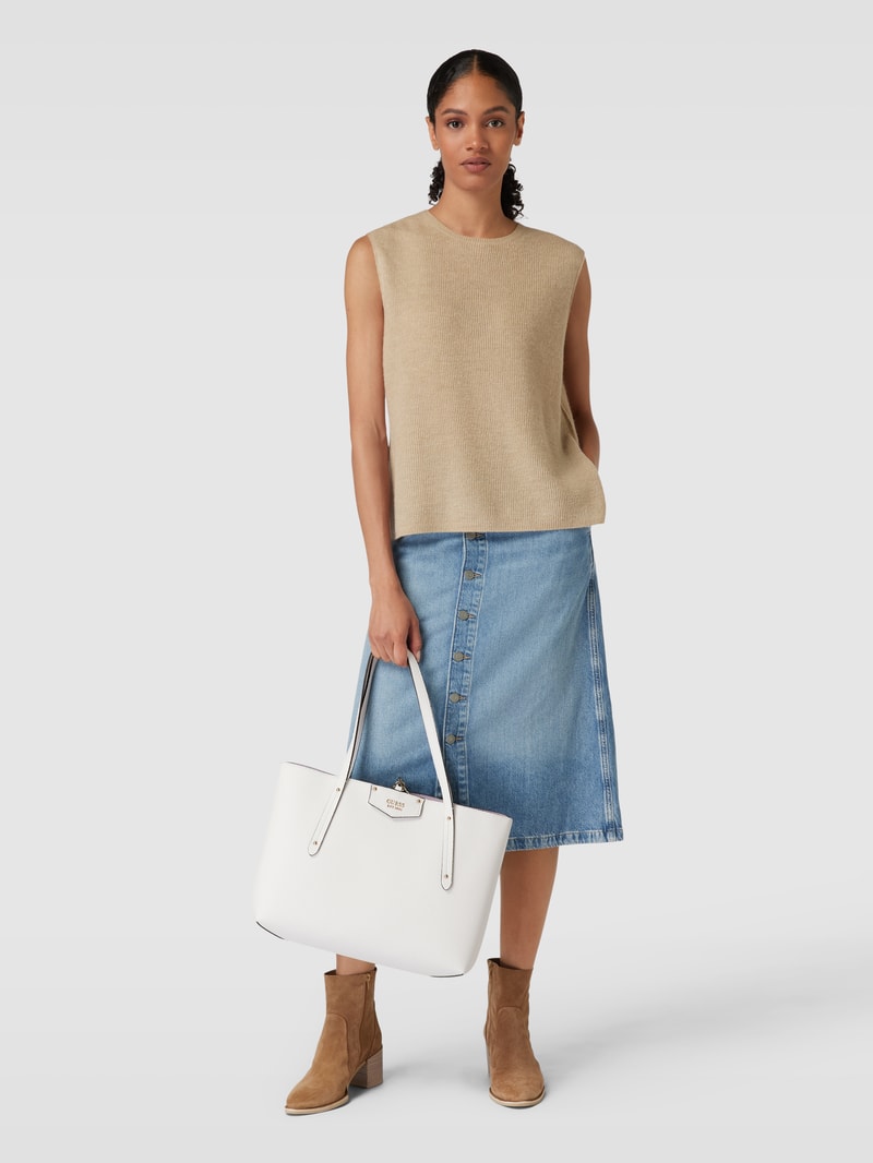 Tote Bag mit Label-Details Modell 'BRENDON' in weiß