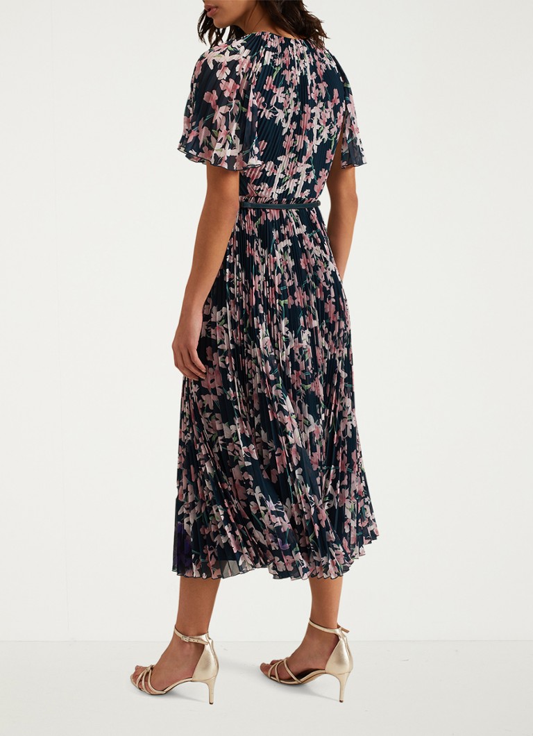 Vestido midi Kathleen de Phase Eight, con estampado floral y pliegues.