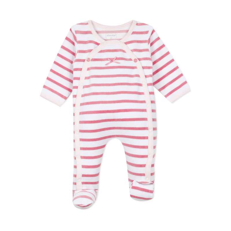 Dors-bien bébé velours rayé rose naissance Absorba