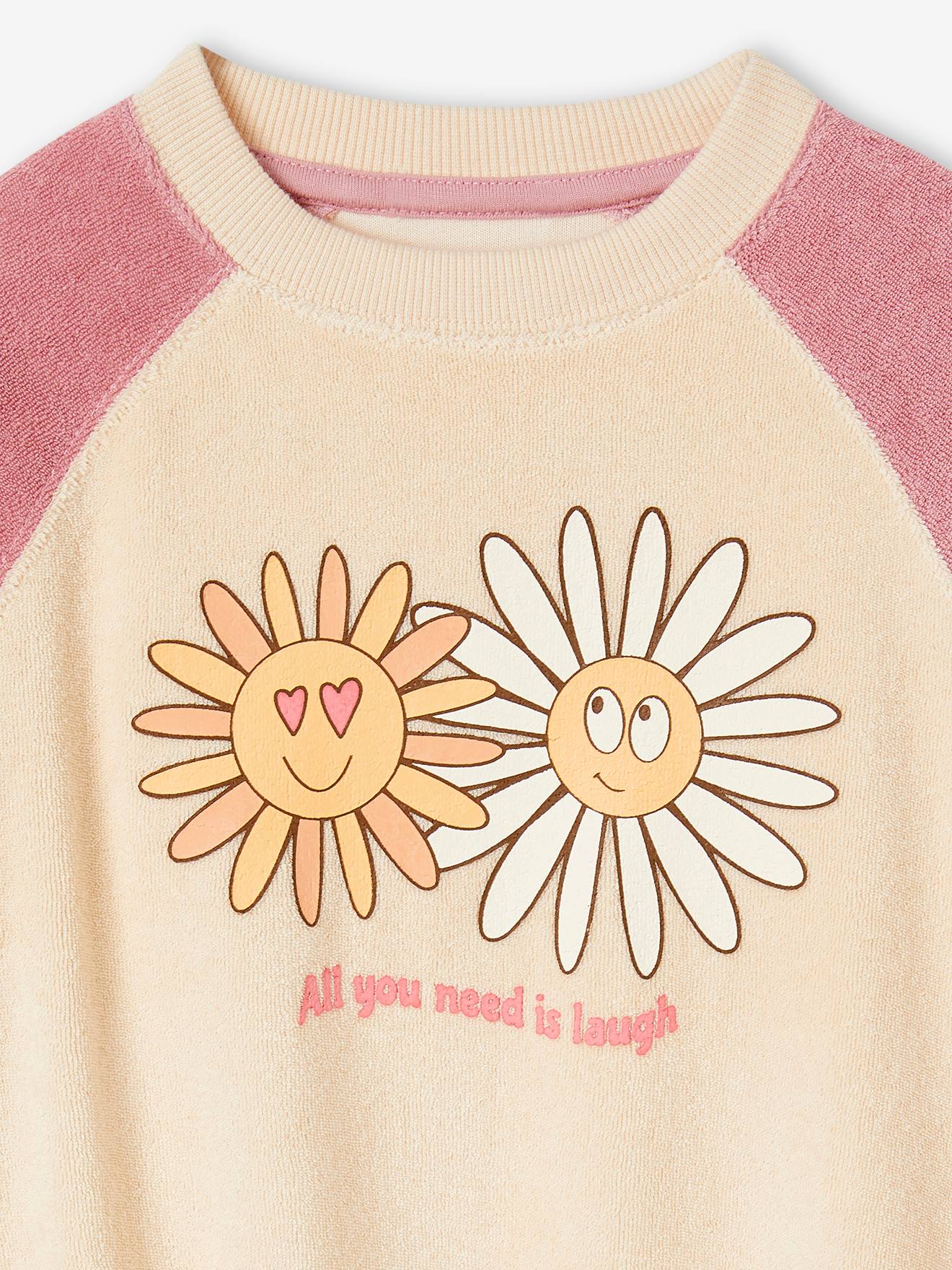 Vertbaudet Mädchen Frottee-Sweatshirt - wollweiß
