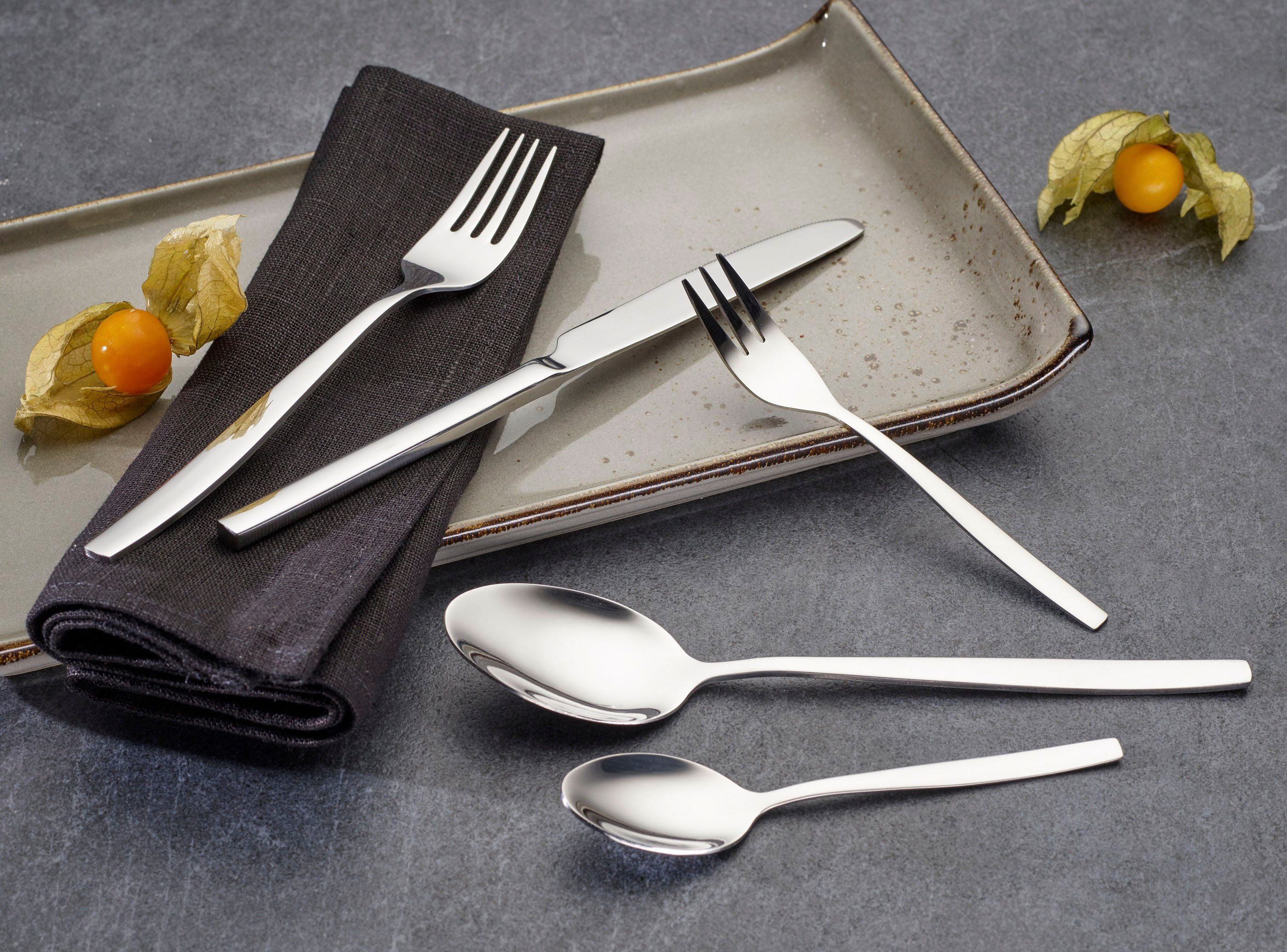 ECHTWERK Besteck-Set Positano, Tafelbesteck, Edelstahl 18/10, silber, Geschenkkassette, 30-tlg
