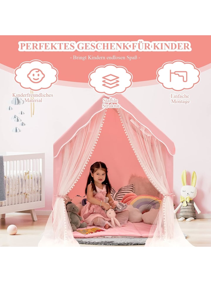 COSTWAY Spielzelt für 2-4 Personen in Rosa günstig kaufen 120 cm