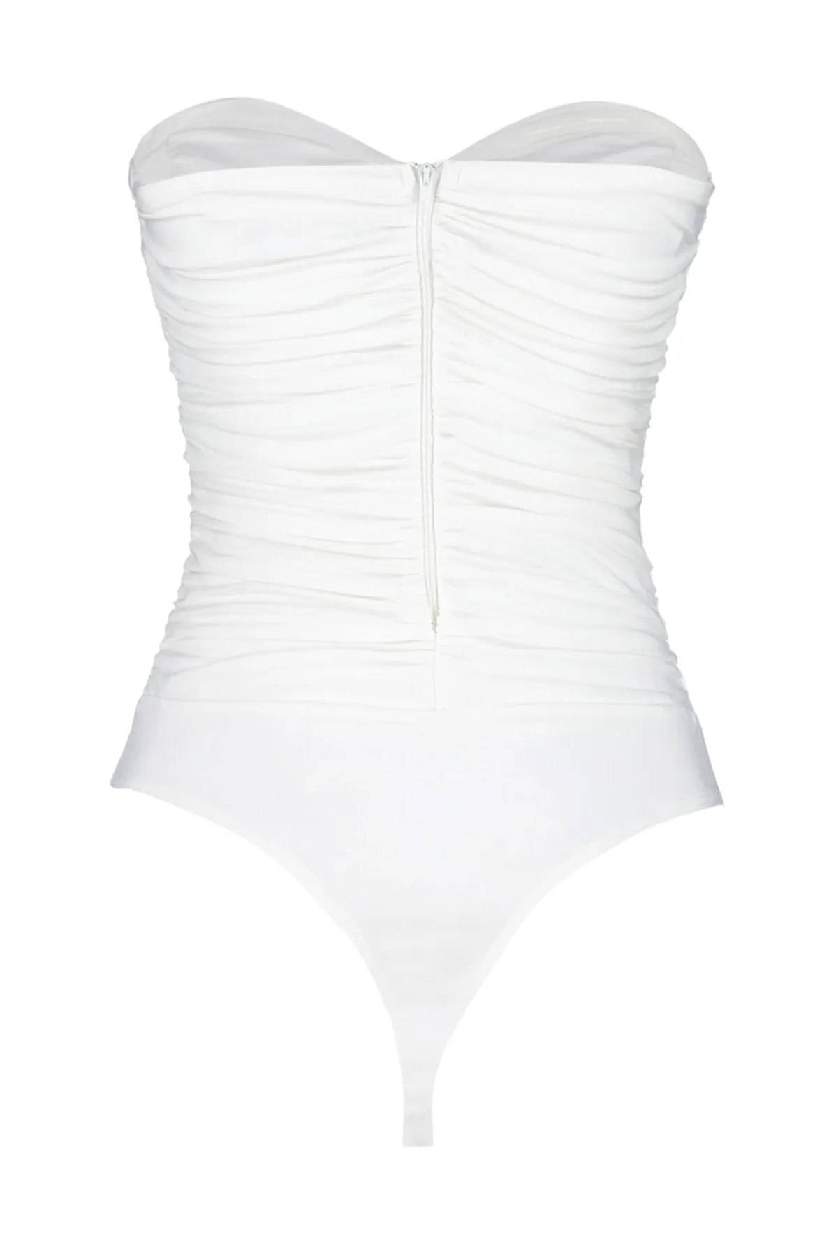 Trendyol Collection  Ecrufarbener, gefütterter, drapierter Strick-Body mit Druckknöpfen TPRSS23BD00027