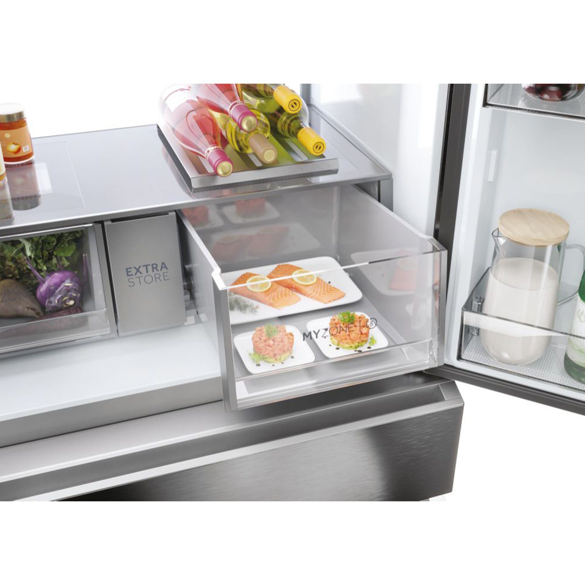 Haier French Door HFW7918ENMP, 177,5 cm hoch, 90,8 cm breit, hON-App, Total NoFrost, Air Surround, LED Lichtsäule