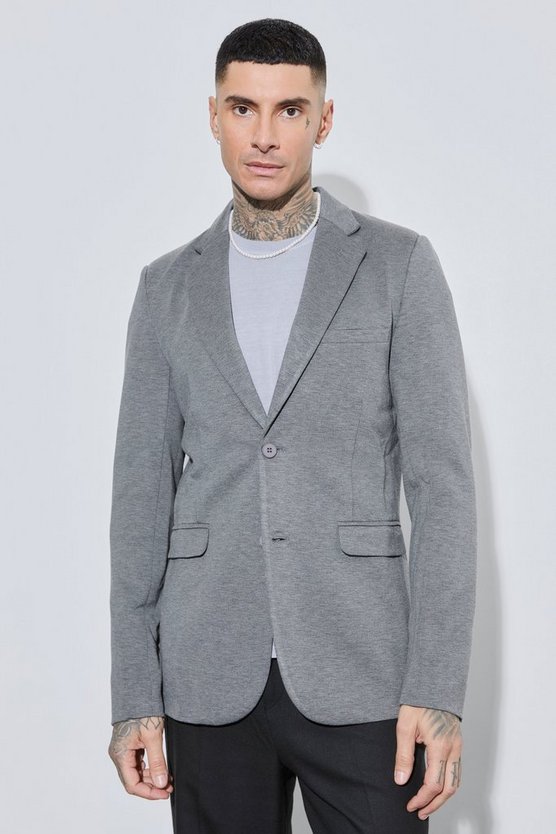 Tall einreihiger Skinny Jersey-Blazer