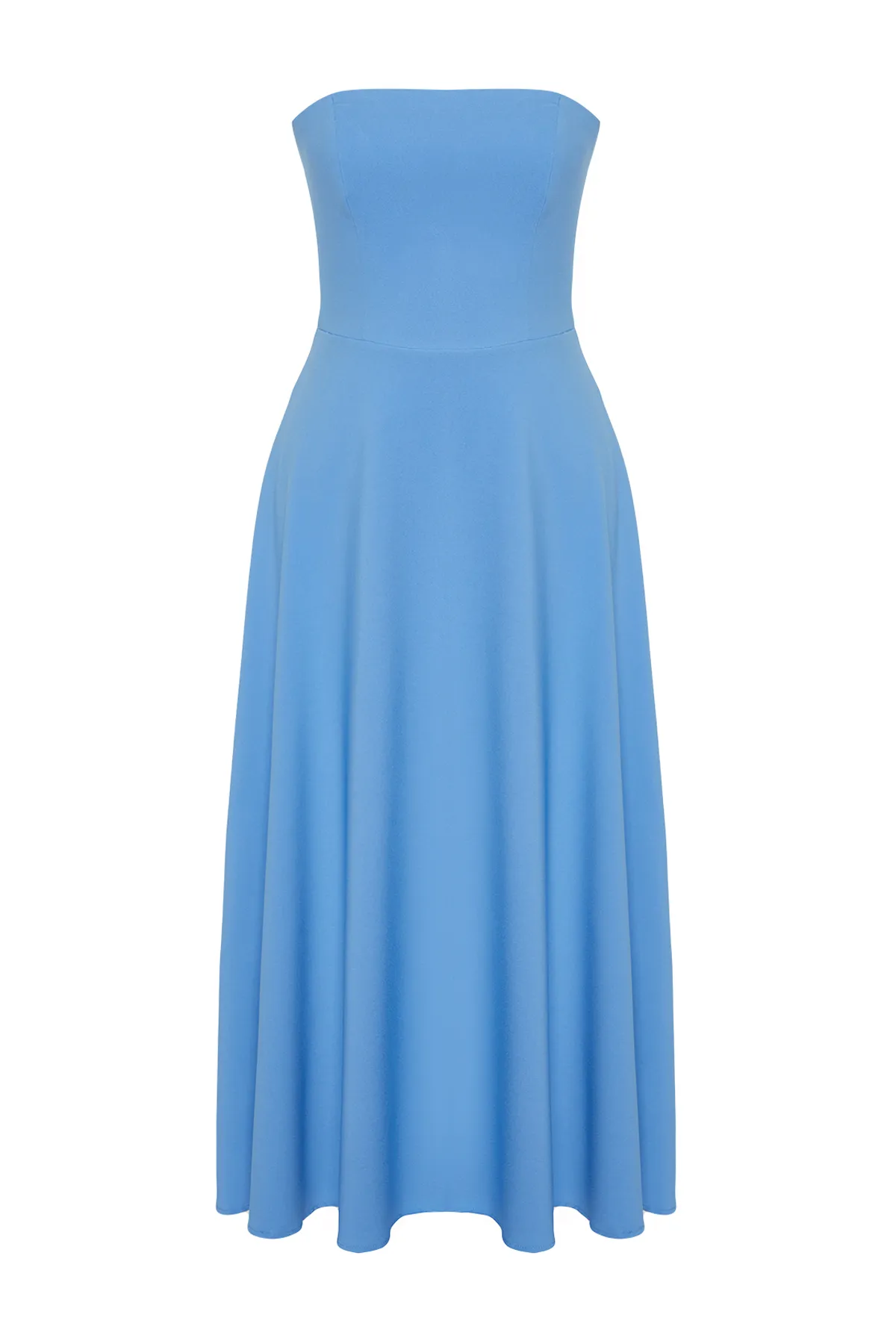 Trendyol Collection  Blaues Kleid mit Taillenöffnung/Skater-Webmuster TPRSS24EL00139