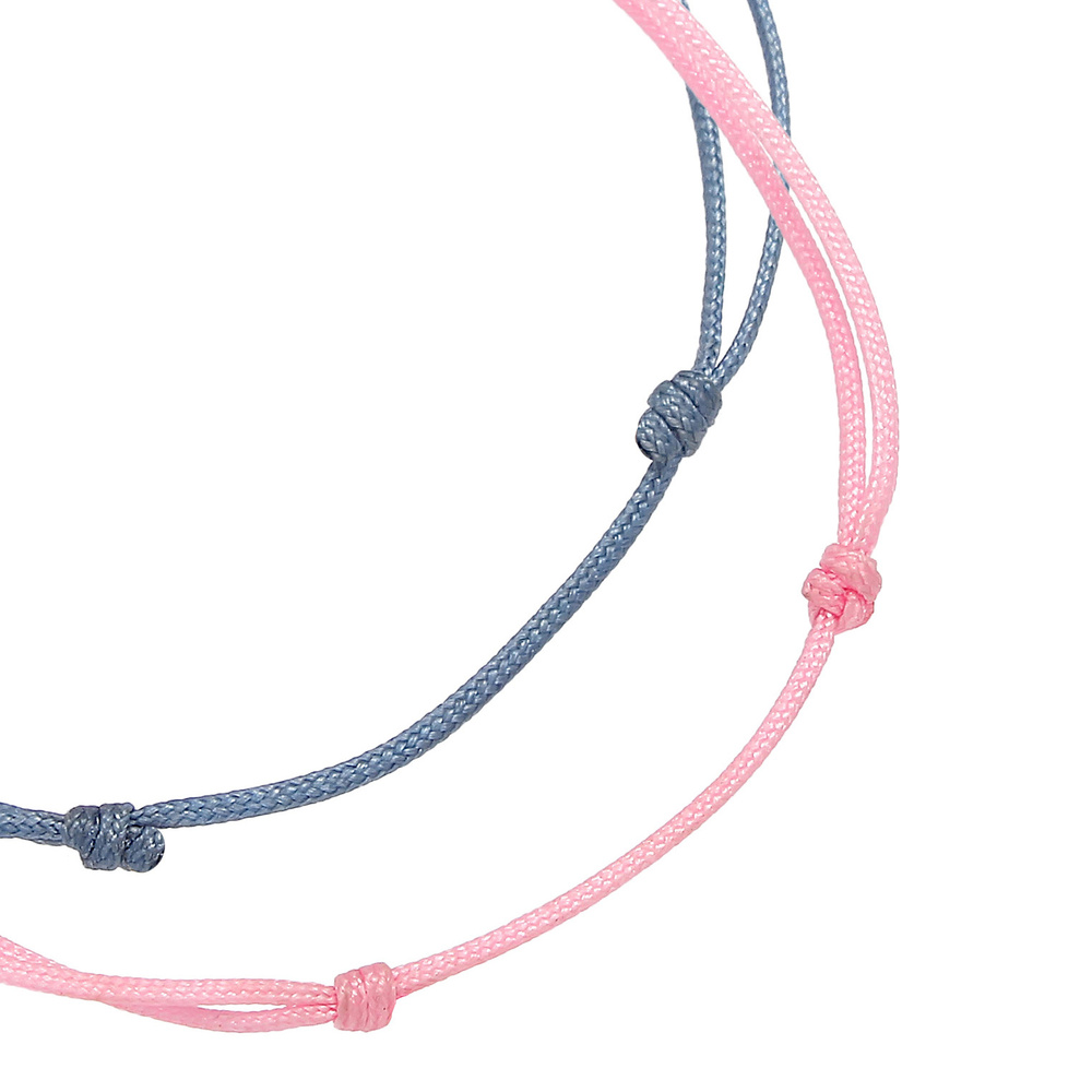 Elli Elli Bracelet Coeurs d'enfants en ruban de nylon, set de 2 en argent sterling 925 Bracelet