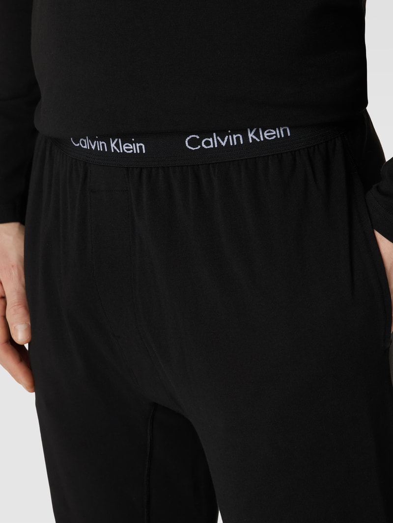 Pyjama-Hose mit Label-Details in schwarz