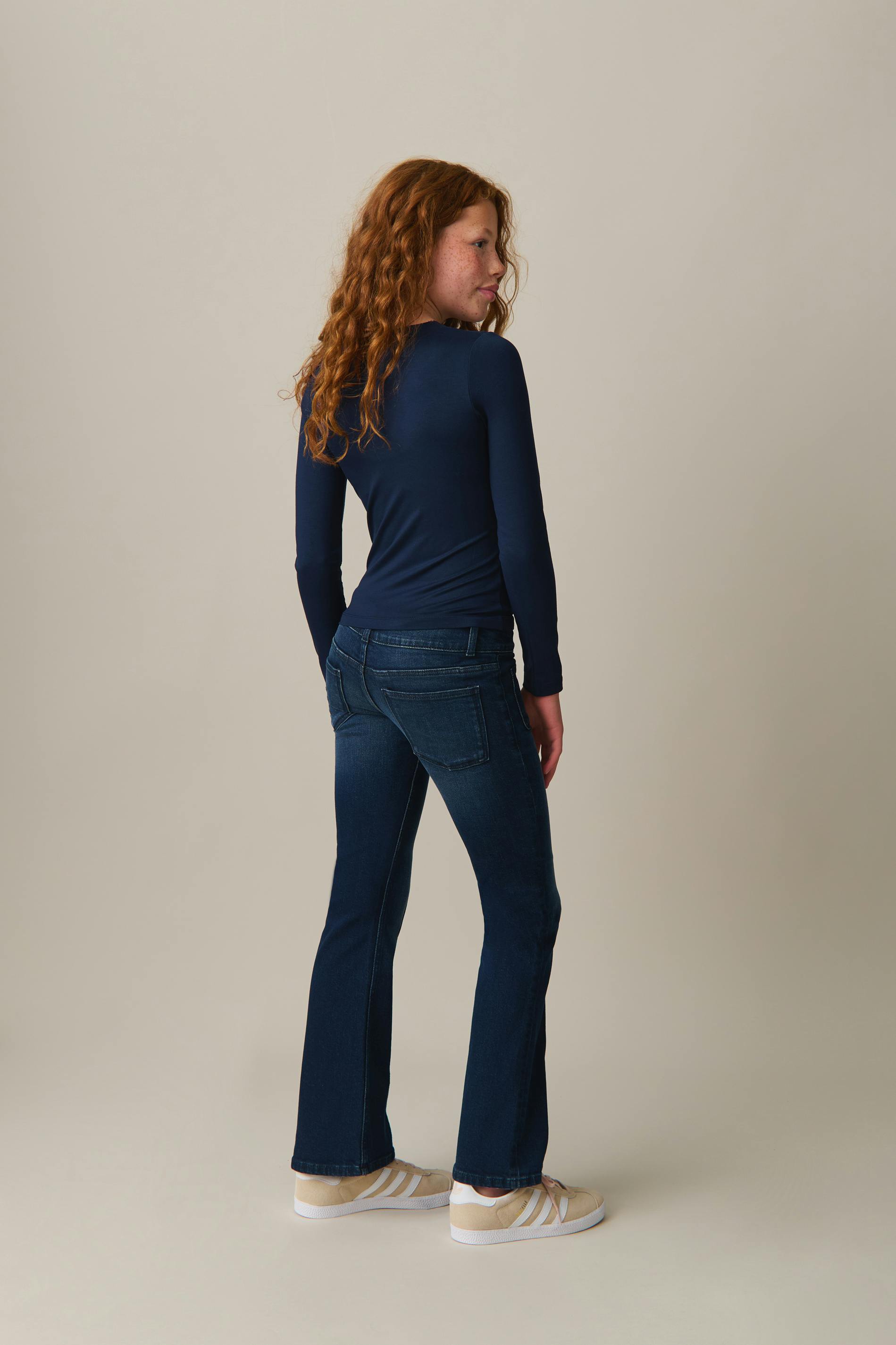 Pleated flare jeans