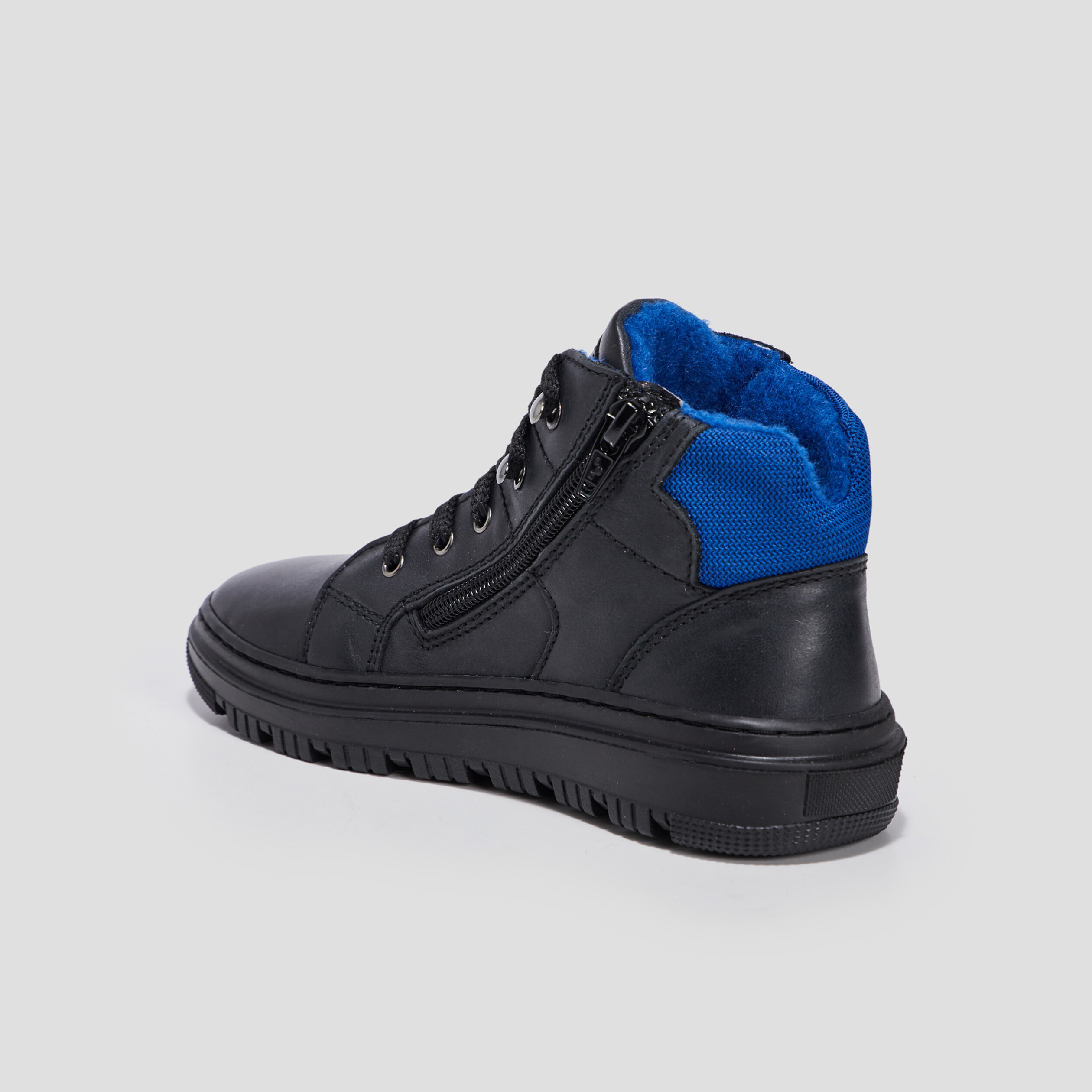 Baskets montantes zippées noir garçon | La Halle