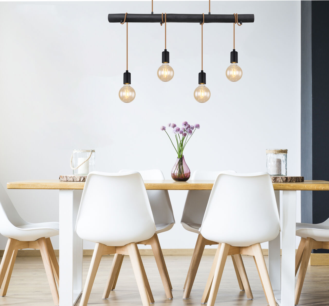 Globo Lighting - LEO - Hängeleuchte Metall schwarz matt, 4x E27