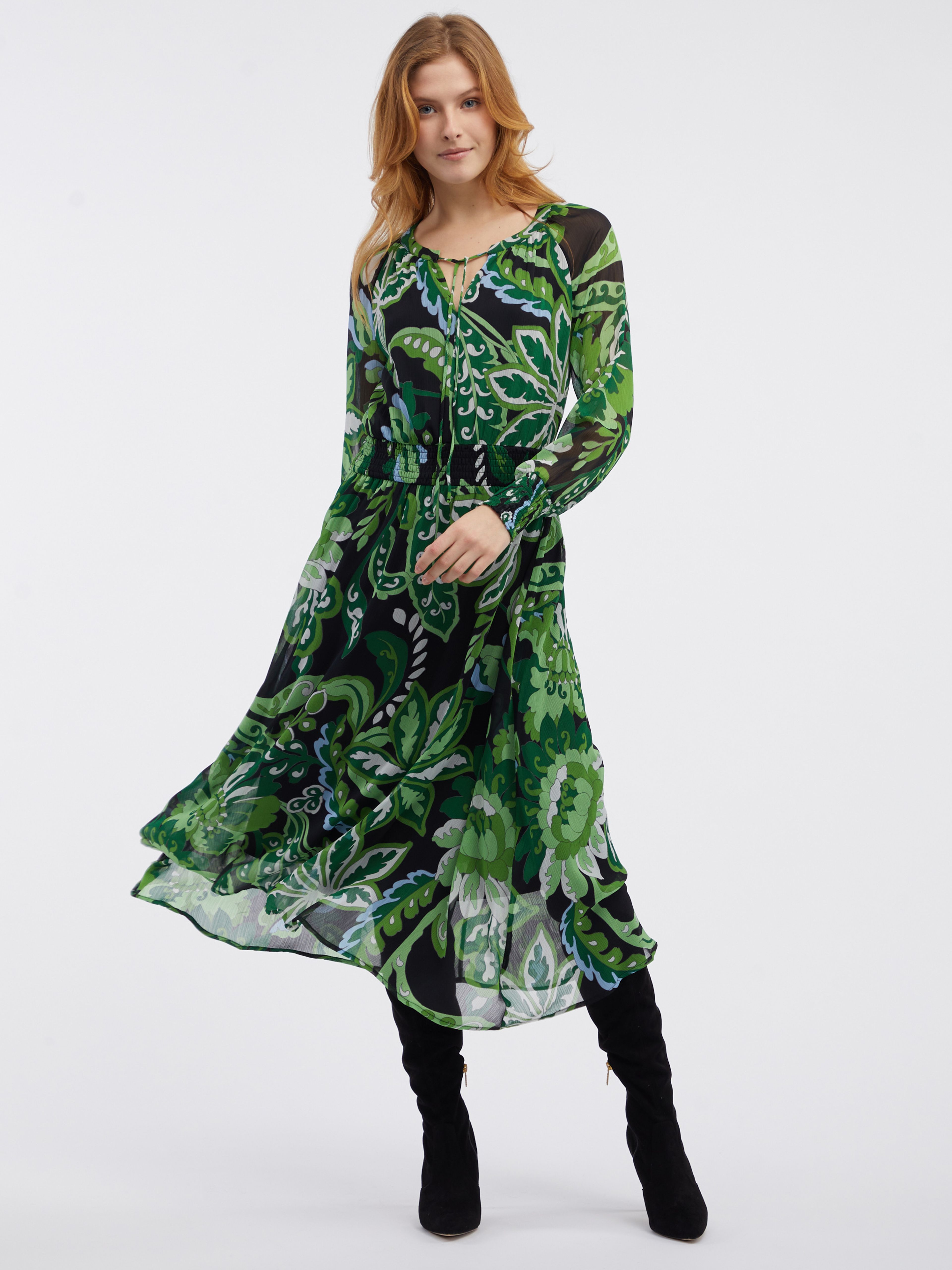 Grünes Damen-Blumenkleid ORSAY