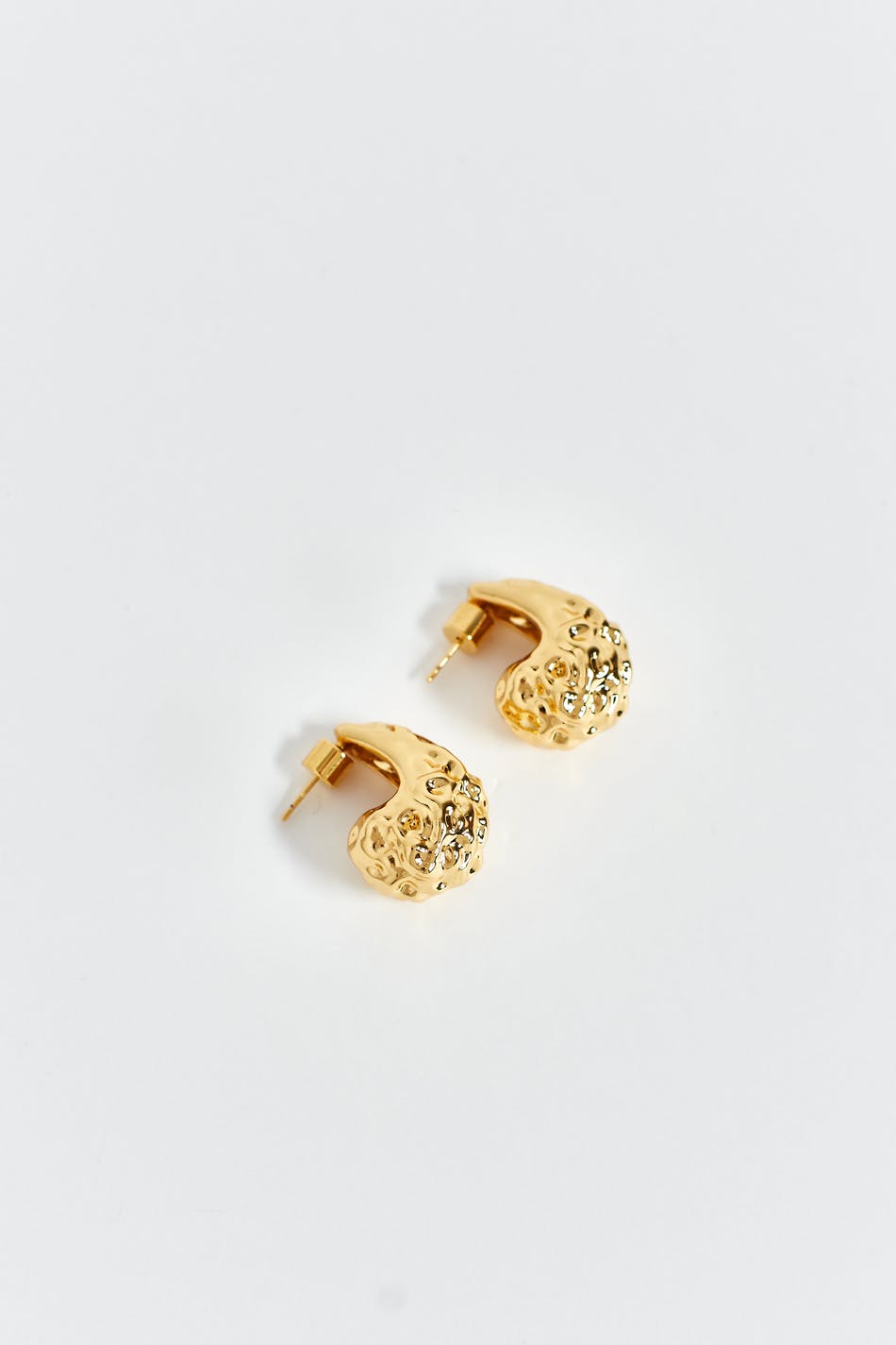 Crinkled gold drop earrings