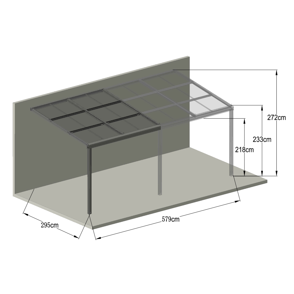 Home Deluxe Terrassenüberdachung SOLIS DELUXE - 390 x 295 x 233 / 272 cm Grau