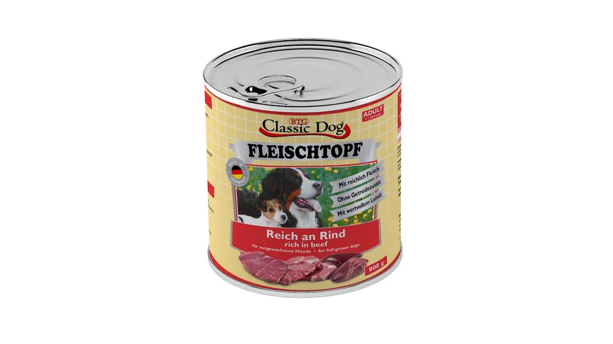 Classic Dog Hundenassfutter Dose Fleischtopf Adult Reich an Rind 800 g