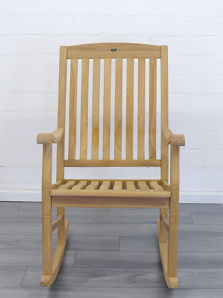 AFG Schaukelstuhl Schaukelstuhl Gartenstuhl Teak Massivholz für drinnen und draußen