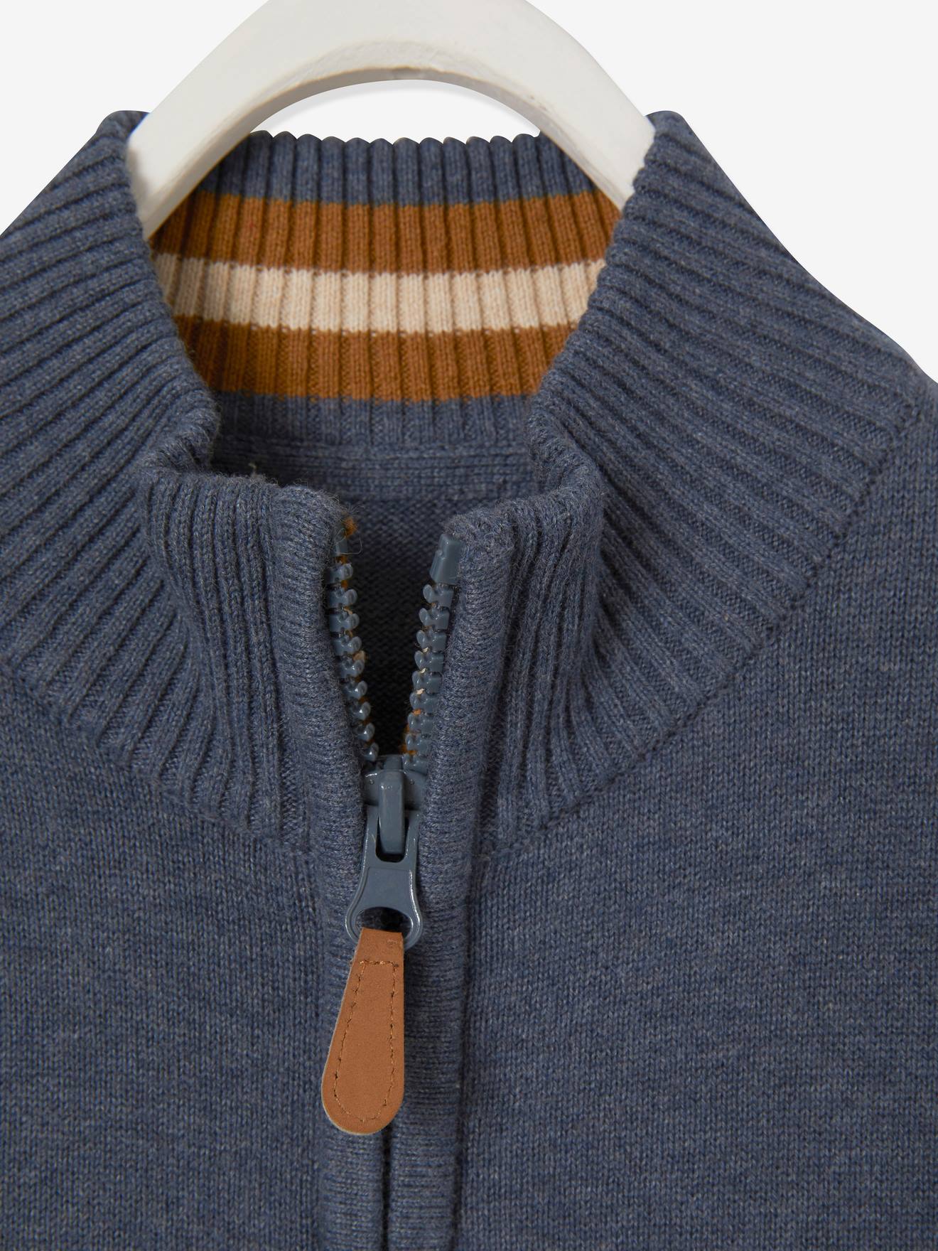 Vertbaudet Jungen Cardigan, Stehkragen, personalisierbar - tanne