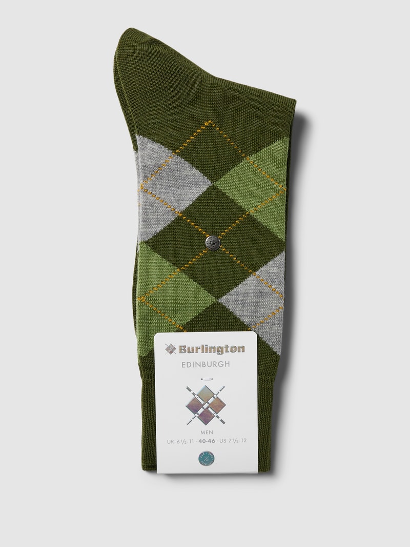 Socken mit Karomuster Modell 'EDINBURGH' in khaki