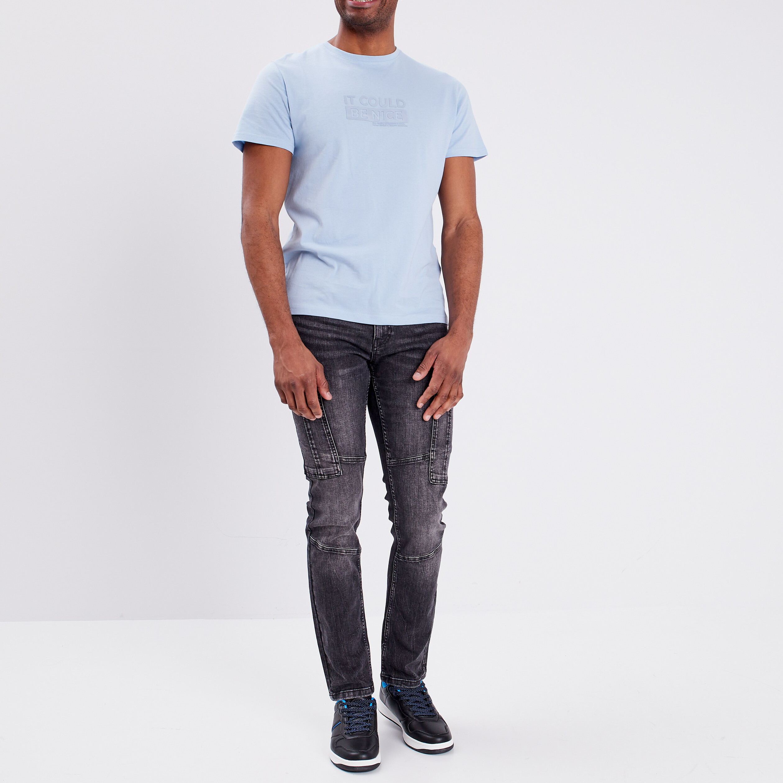 T-shirt manches courtes bleu ciel homme | La Halle