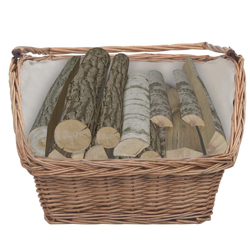 vidaXL Kaminholzregal Holzkorb mit Tragegriff 61,5 46,5 58 cm Braun Weide, BxTxH:61x46x58 cm