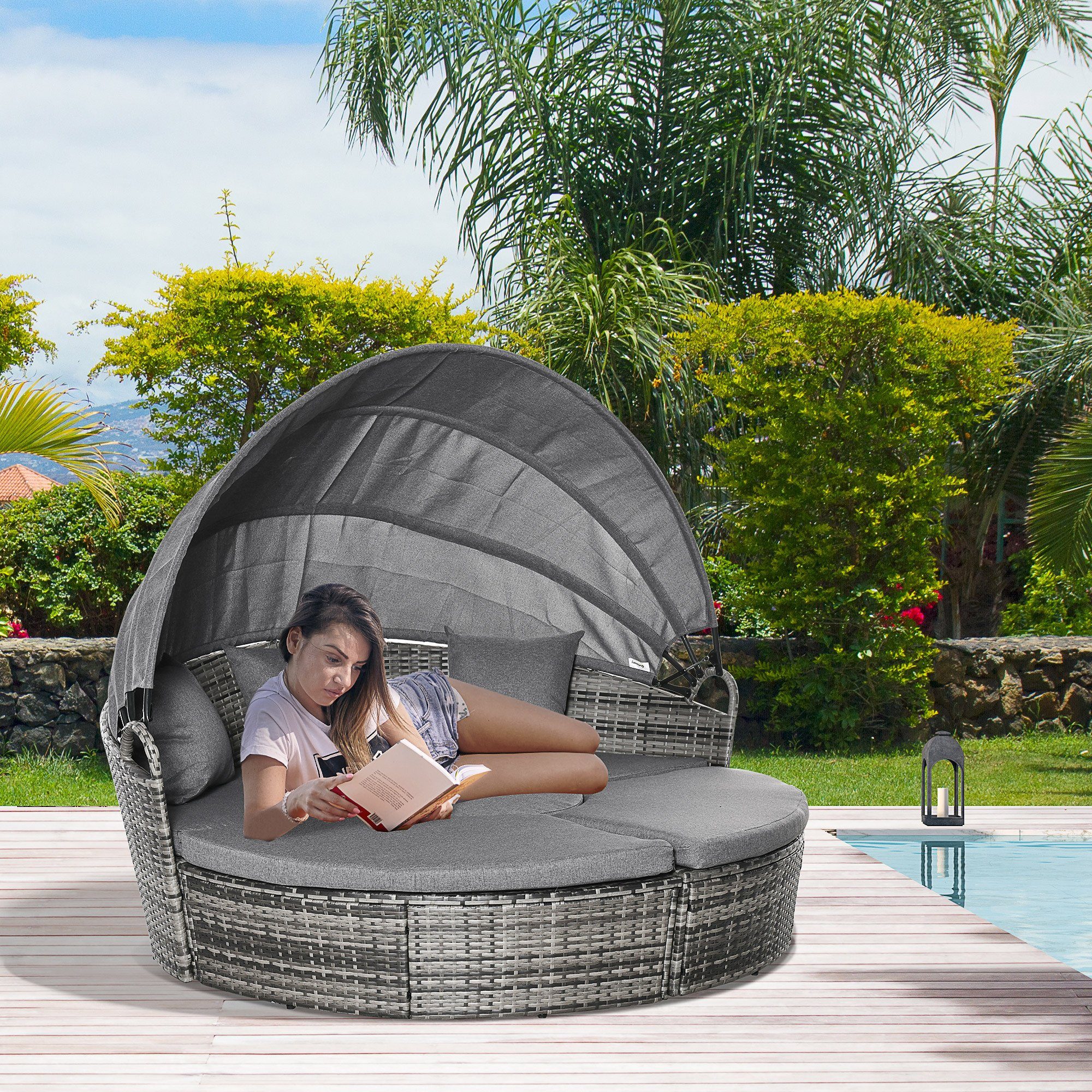 Outsunny Gartenliege Liege mit Loungefunktion