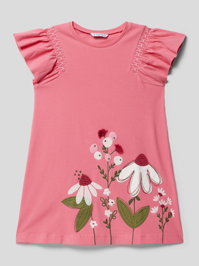 Kleid mit Volantärmeln in fuchsia