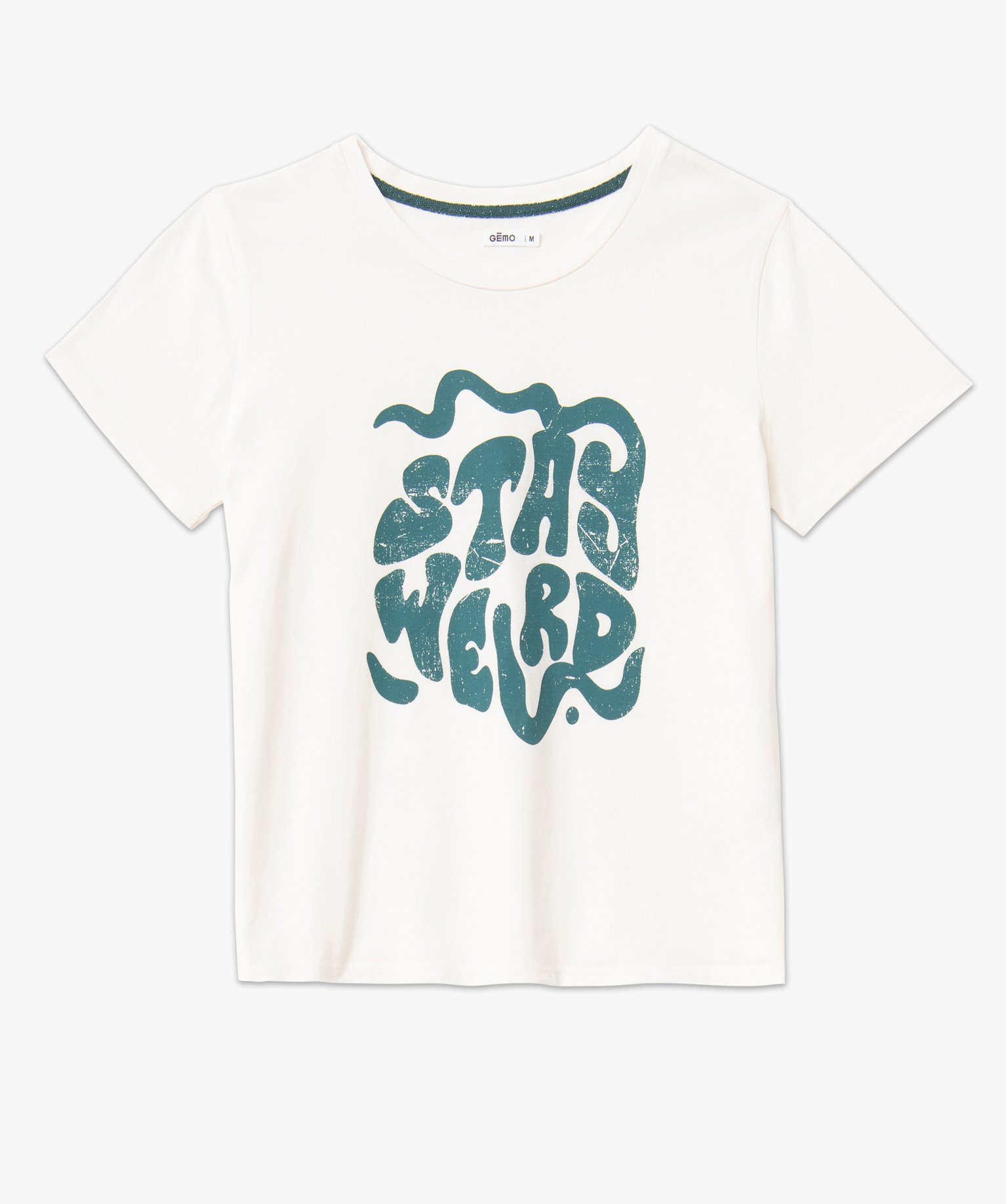 Tee-shirt femme imprimé à manches courtes ecru | GEMO