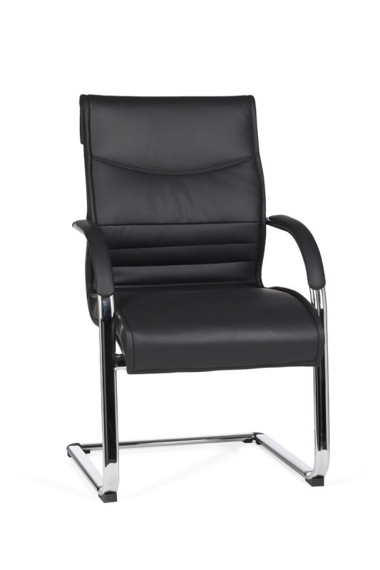 Amstyle Visitor Freischwinger Leder Optik schwarz