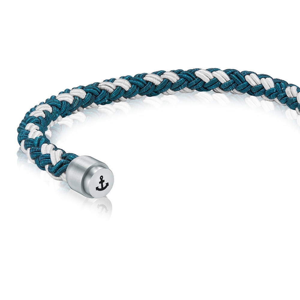 Skipper & Son Bracelet en acier inoxydable Nylon en Bleu Bracelet