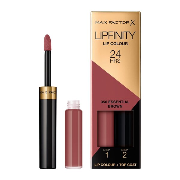 Batom Max Factor Lipfinity Lip Colour 350 Essential Brown de longa duração em 2 etapas, 2,3ml