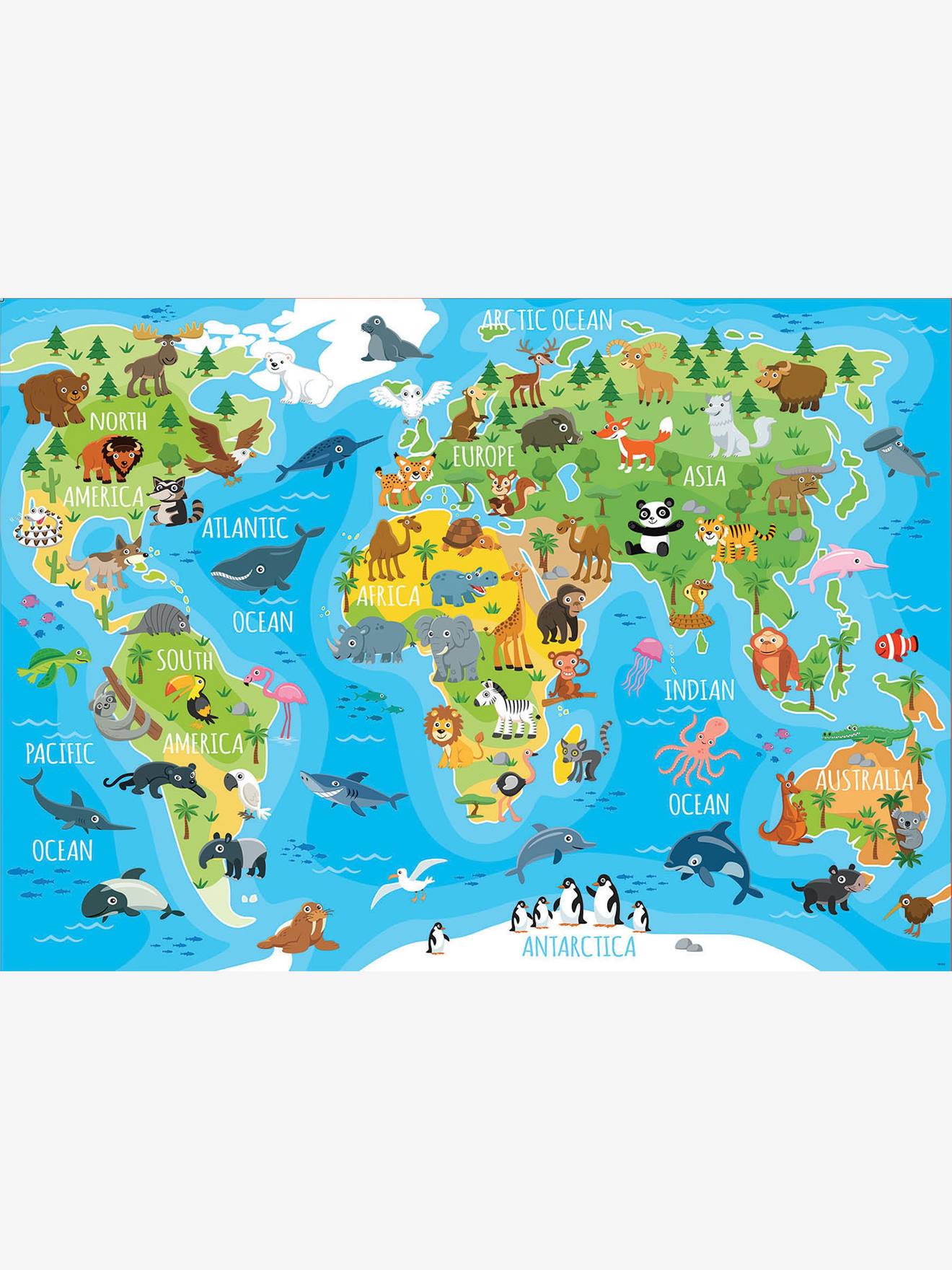 Educa Puzzle mit Tier-Weltkarte, 150 Teile EDUCA - mehrfarbig