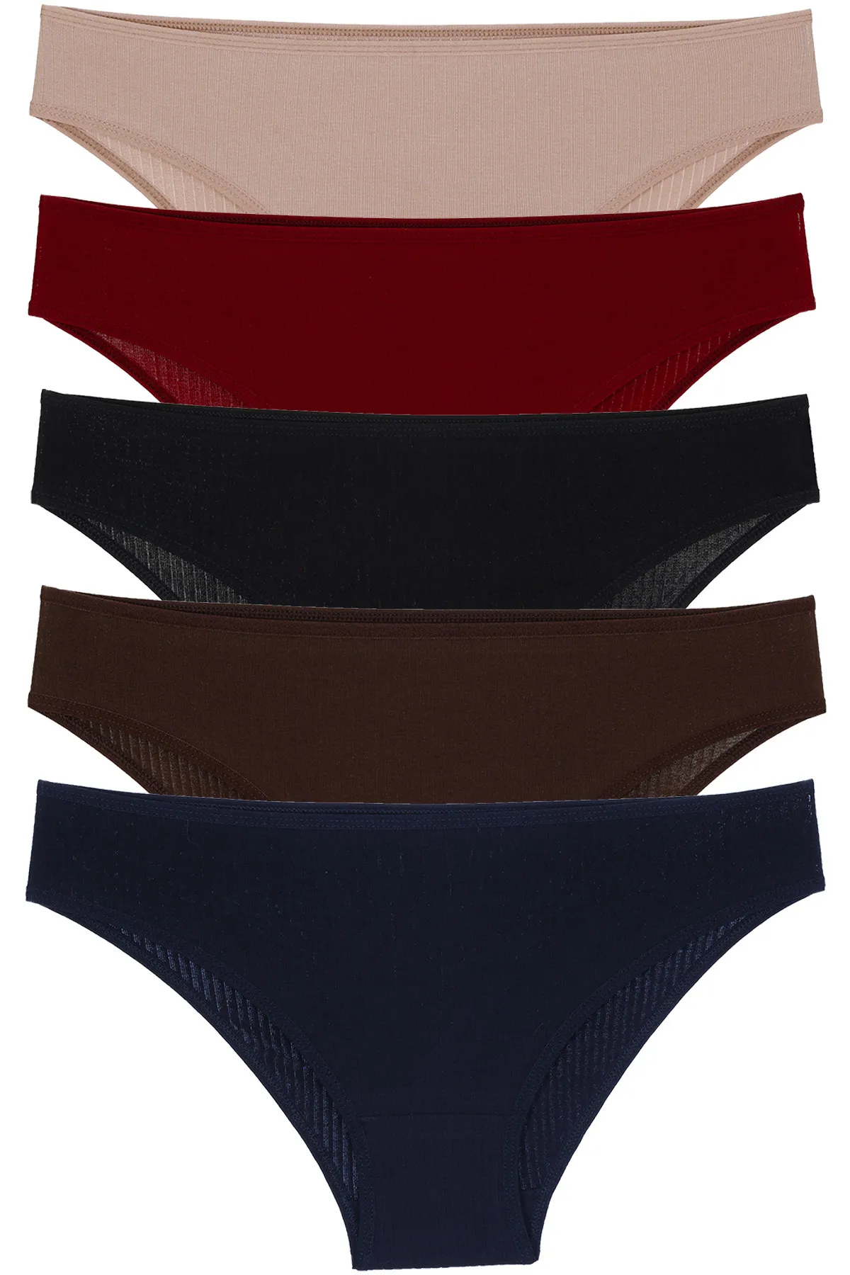 Nicoletta  Damen-Höschen, 5er-Pack, Lycra, Cord-Baumwoll-Camisole, BRAUN