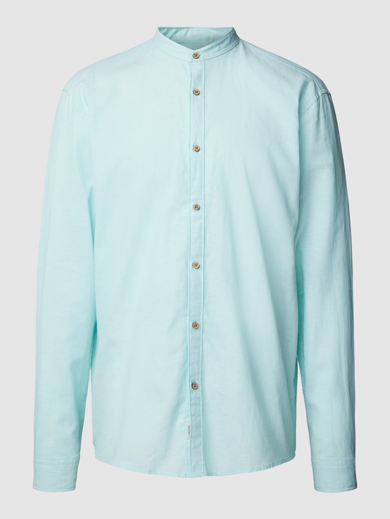 Tailored Fit Freizeithemd mit Stehkragen in jeans