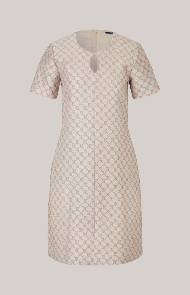 Jacquard-Kleid in Beige gemustert