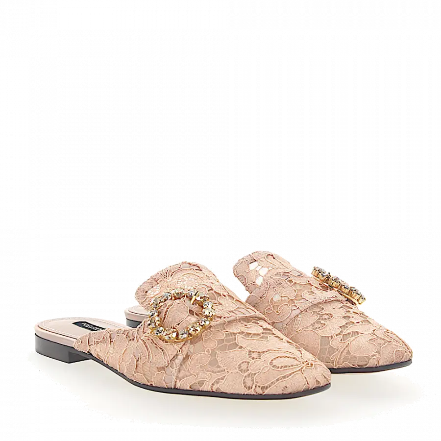 Dolce & Gabbana - Slipper Kristallverzierung beige - beige