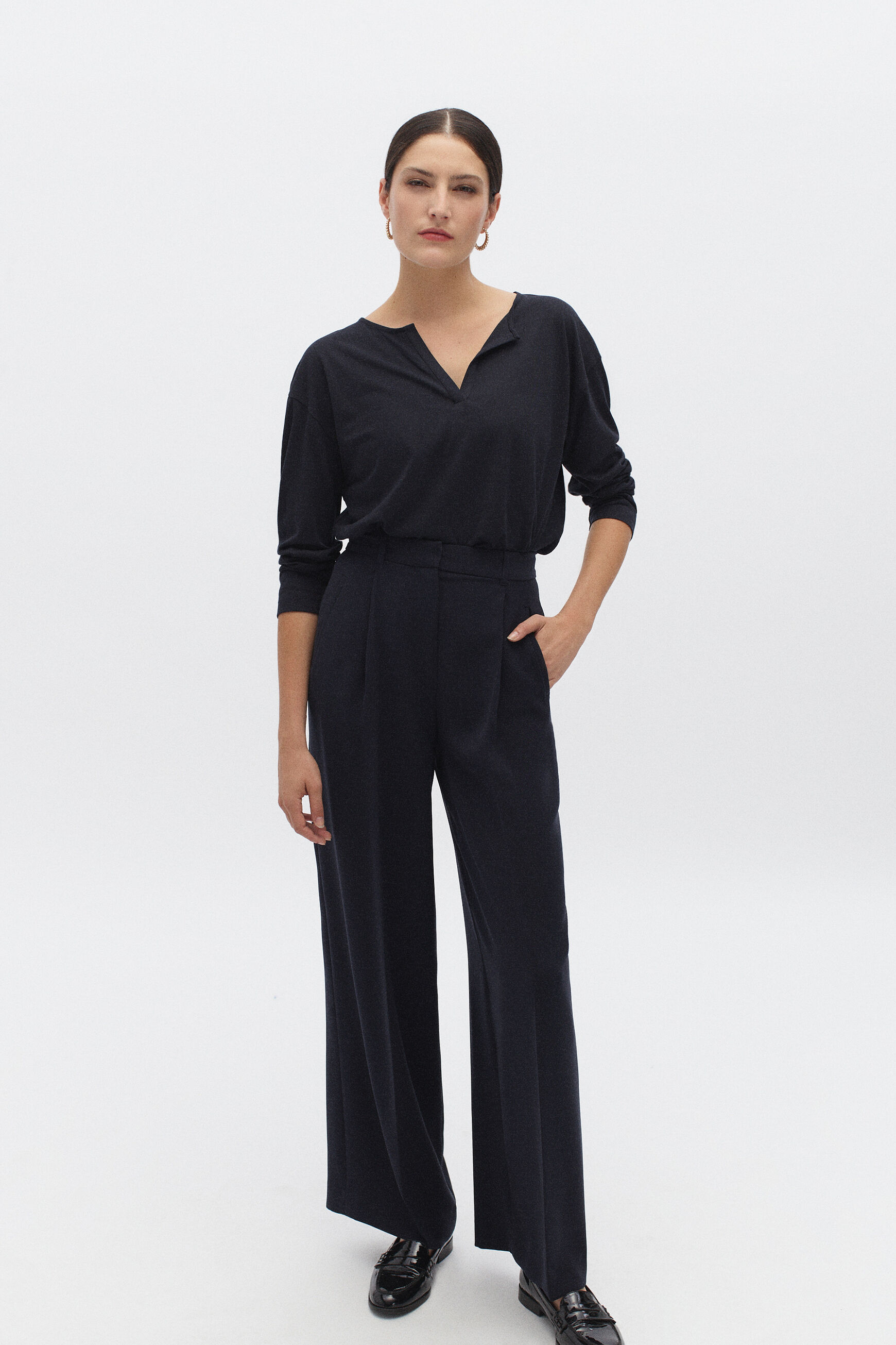pantalon celestin bleu marine femme
