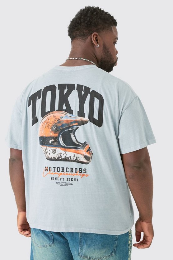 Plus Oversize T-Shirt mit Tokyo Moto Print