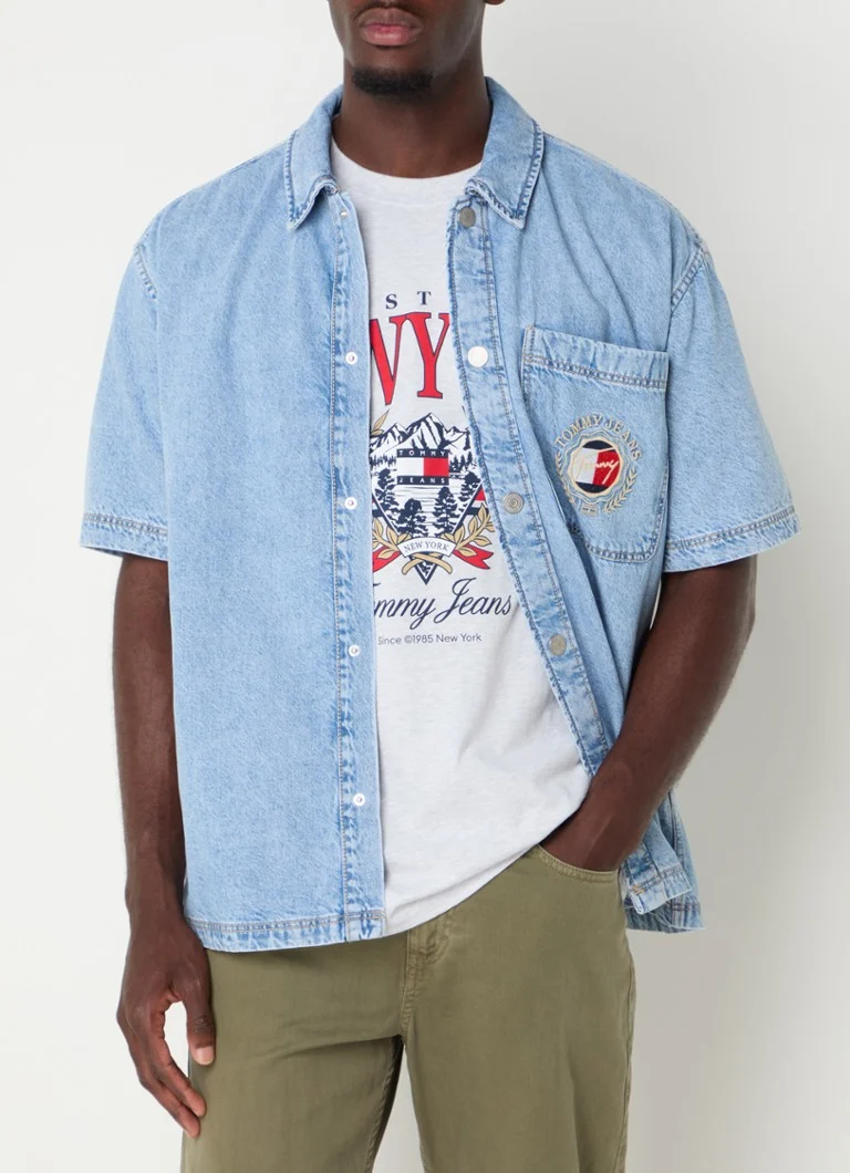 Tommy Hilfiger majica z dolgimi rokavi iz džinsa z vezenim logotipom