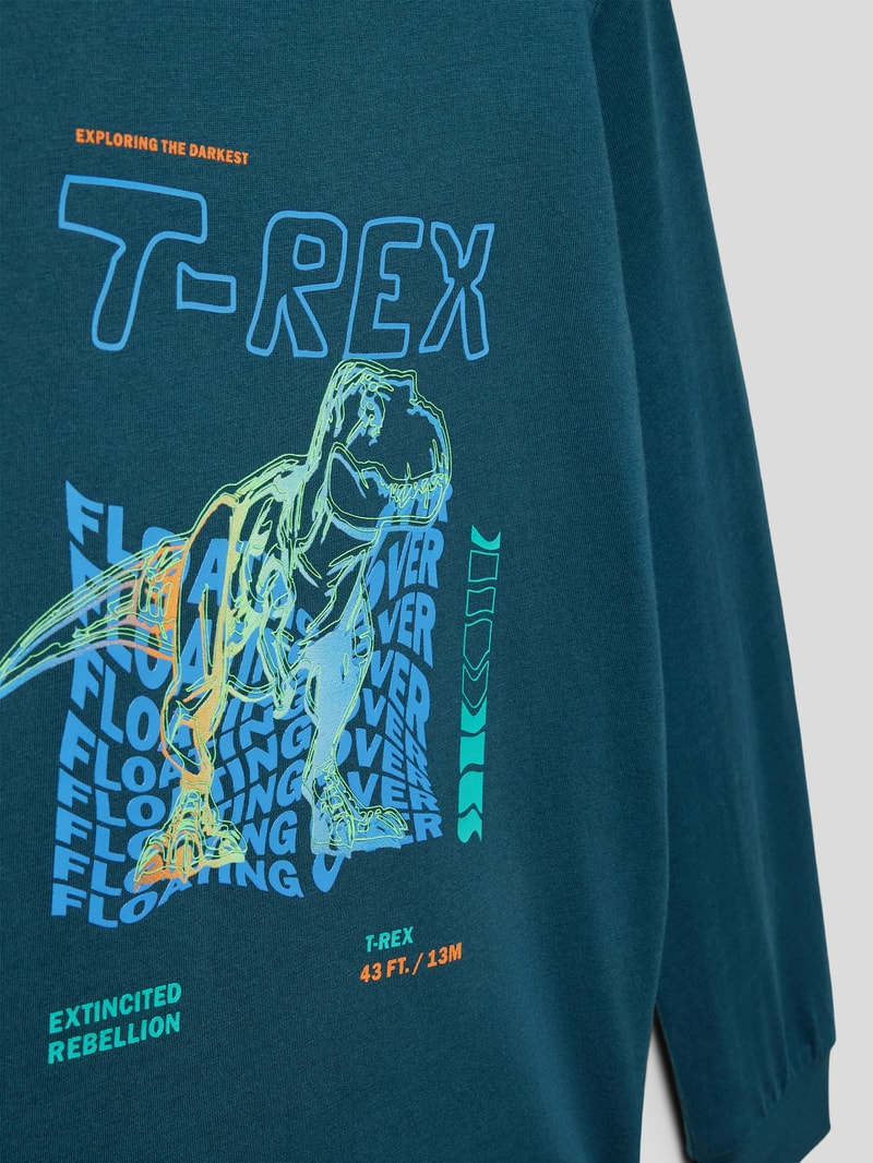 Longsleeve mit Motiv-Print in dunkelgrün